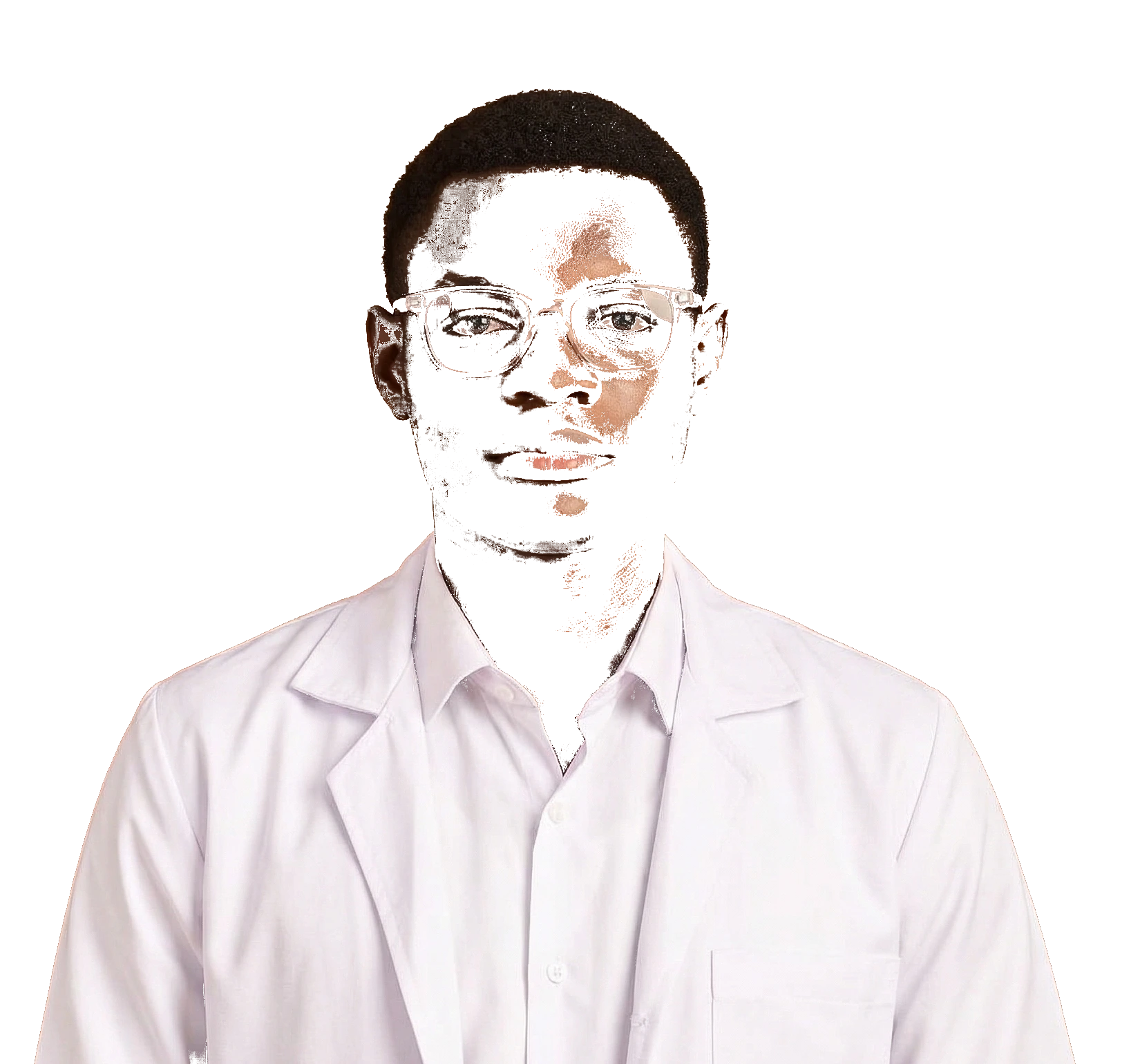 Portrait with glasses and lab coat